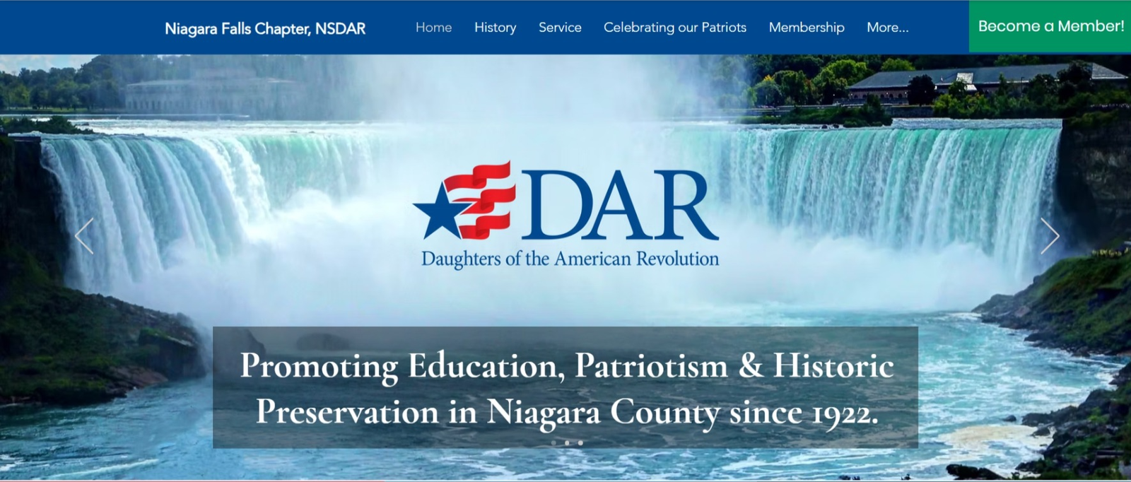 Website sample for Niagara Falls Chapter, DAR