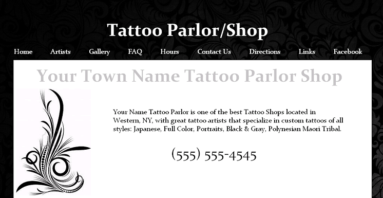 Same website for a tatoo parlor or shop