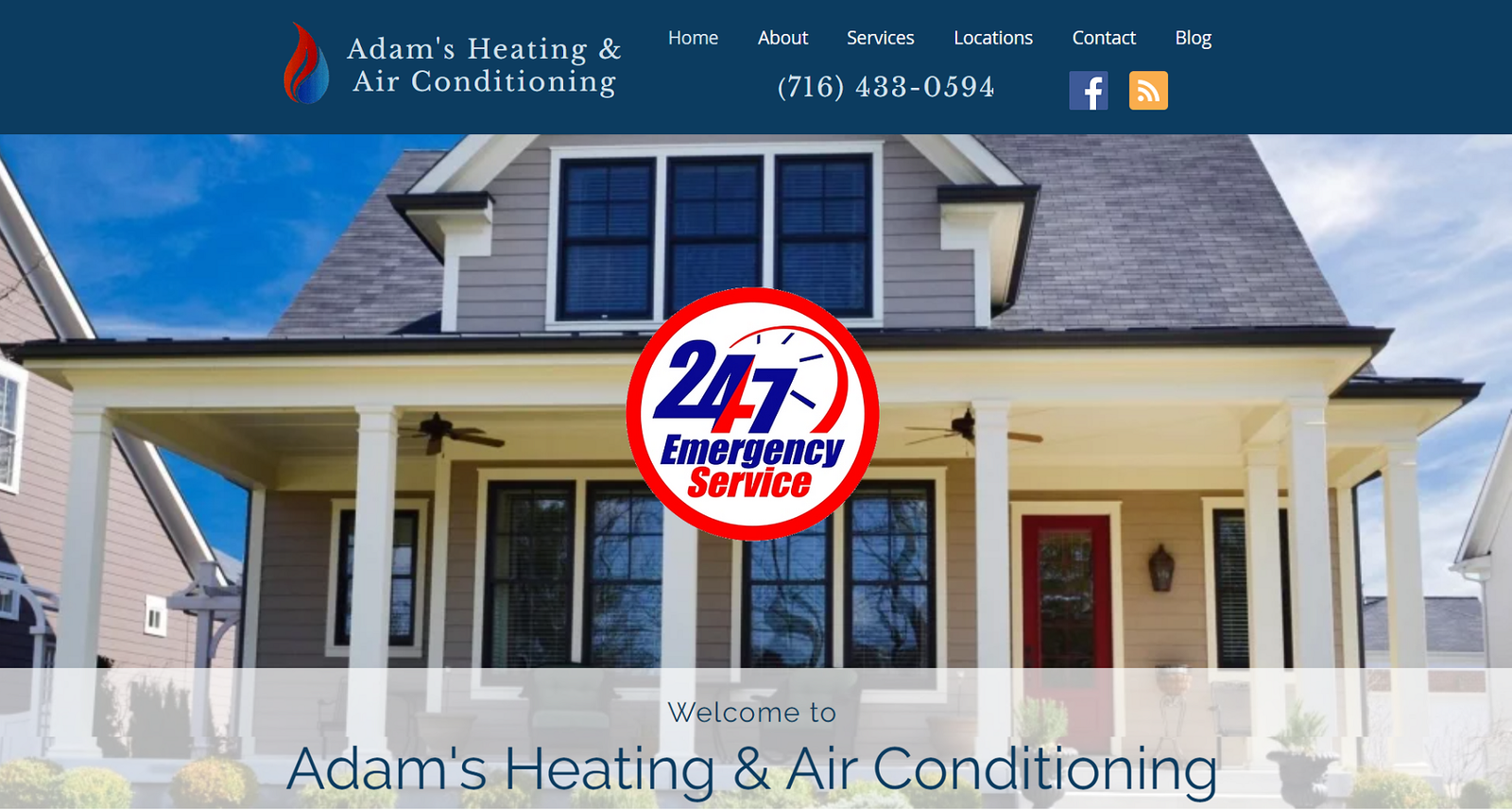 Screenshot of Adam&apos;s Heating and Air Conditioning website