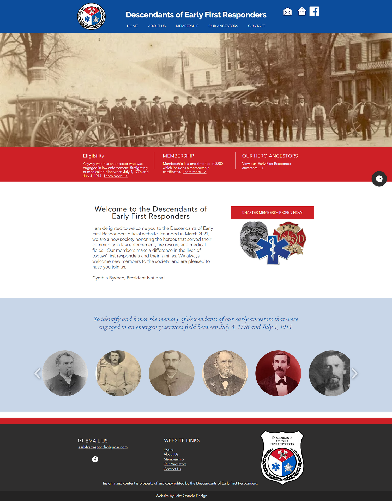 Screenshot of the National Society Descendants of First Responders