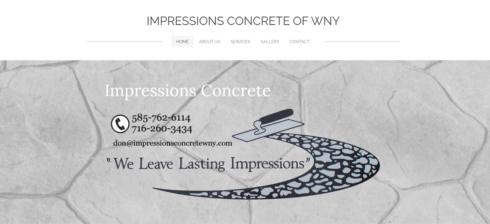 A different website sample of Impressions Concrete of WNY