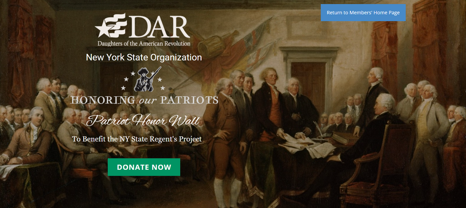 Screenshot sample of the website for Honoring our Patriots, a project of the NY DAR