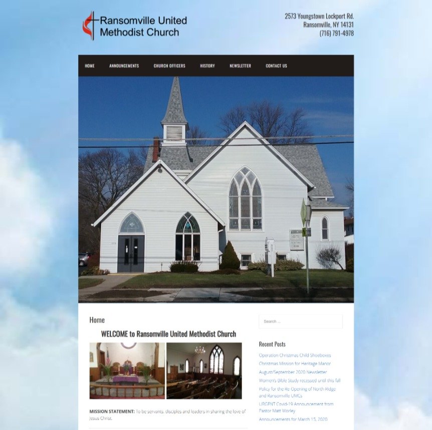 Website sample for the Ransomville United Methodist Church