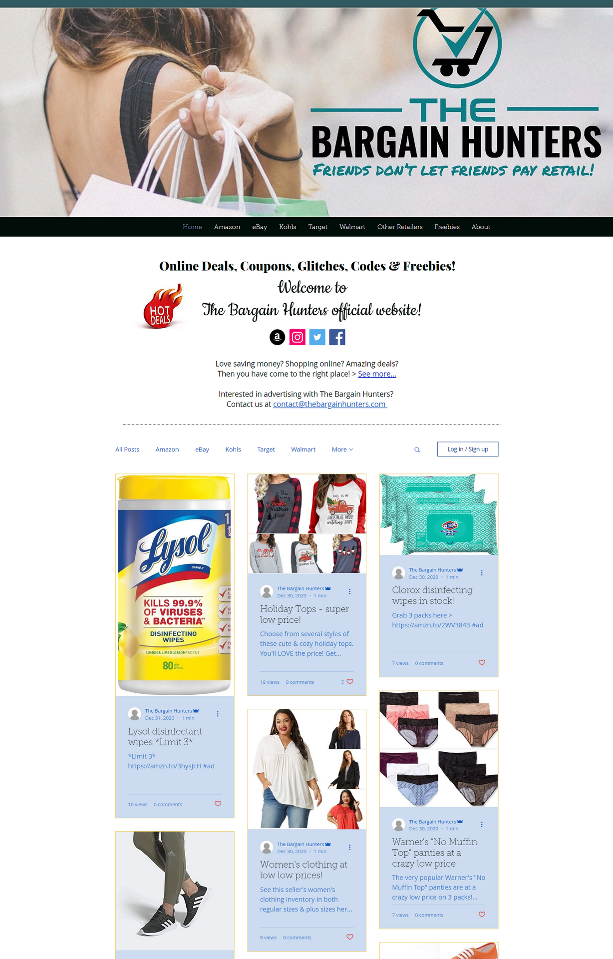 Another screenshot of the Bargain Hunters website 